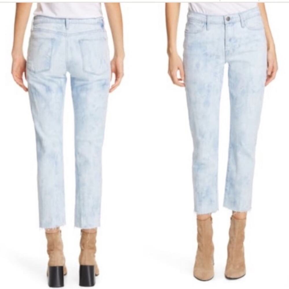 Frame Le High Tie-Dye Straight Jeans in Cloud